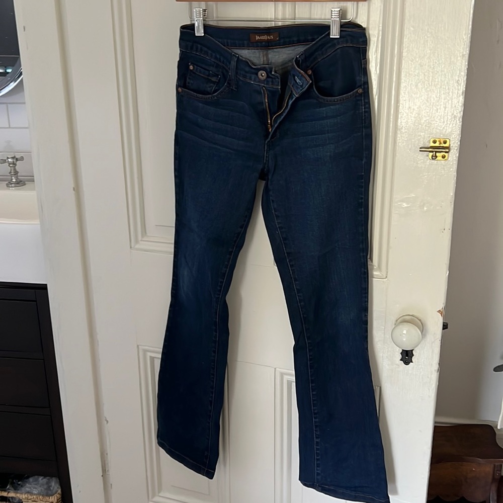 James Jeans. Blue. Size 28. Fits me fine at 5’4 and 135 lbs. like new.